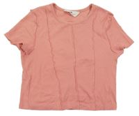 Růžové žebrované crop tričko H&M
