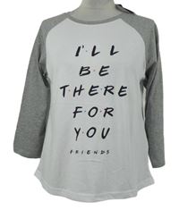 Nové - Bílo-šedá tunika Friends Primark