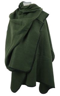 Dámská khaki maxi šála/pléd s prošívanými lemy