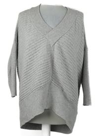 Dámský šedý žebrovaný oversized svetr River Island