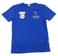 Modré sportovní tričko s nápisem