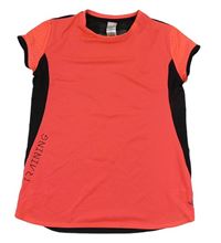Neonově korálovo-černé sportovní tričko Decathlon