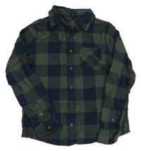 Khaki-tmavomodrá kostkovaná košile Y.F.K.