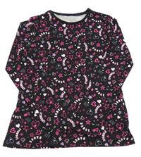 Černo-neonově růžové triko s nápisy a hvězdami George