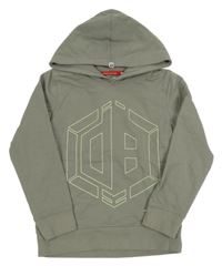 Šedá mikina s potiskem a kapucí 