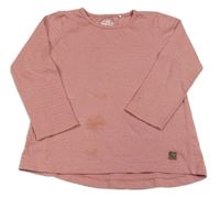 Růžovo-stříbrné pruhované triko Topolino