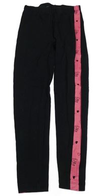 Černé legíny s pruhem a nápisy Y.F.K.