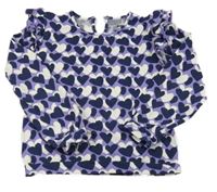 Fialovo-bílé triko se srdíčky a volánky WE