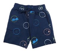 Tmavomodré teplákové kraťasy se smajlíky Dunnes