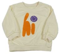 Smetanová mikina s nápisem a smajlíkem