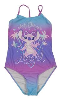 Modro-růžovo-fialové jednodílné plavky s Angel Disney
