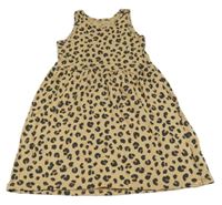Béžovo-černé leopardí bavlněné šaty H&M