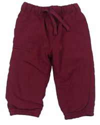 Vínové šusťákové zateplené kalhoty Topomini