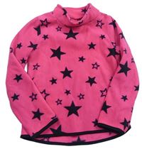 Neonově růžová fleecová mikina s hvězdami a stojáčkem C&A