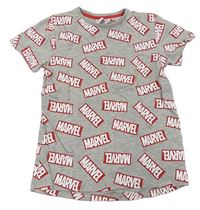 Šedé tričko s logy Marvel