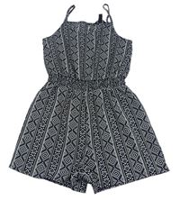 Černo-bílý vzorovaný kraťasový overal zn. New Look 