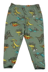 Olivové kalhoty s dinosaury Shein