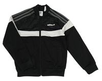 Černo-bílá propínací spotovní mikina s logem Adidas