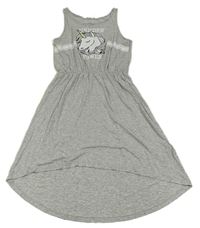 Šedé melírované šaty s jednorožcem H&M