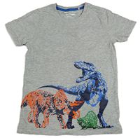 Šedé melírované tričko s dinosaury zn. Mountain Warehouse