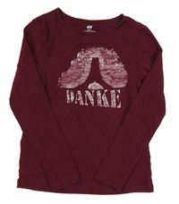 Vínové triko s potiskem H&M