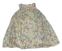 Smetanovo-barevné šifonové plisované šaty s motýlky H&M