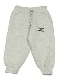Bílo-šedé melírované cuff tepláky s logem Tommy Hilfiger
