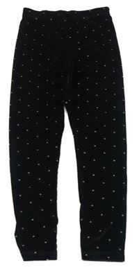 Černé sametové legíny s puntíky Nutmeg