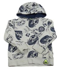Šedo-tmavomodrá mikina s auty a kapucí Kids 