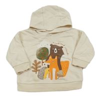 Smetanová mikina se zvířátky a kapucí zn. Dunnes 