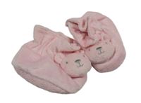 Světlerůžové plyšové capáčky s medvídkem St. Bernard vel. 19