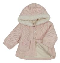Světlerůžový svetrový podšitý kabátek s kapucí Nutmeg