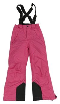 Fuchsiové šusťákové funkční oteplovačky s odepínacími kšandami Crane 