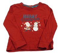 Červené triko se Santou a sněhulákem L&D