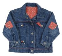 Tmavomodrá riflová bunda s nášivkami 