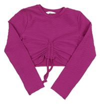 Tmavorůžové vzorované crop triko Matalan