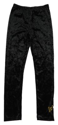 Černé sametové lesklé legíny se srdíčkem 