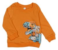 Oranžová mikina s dinosaurem 