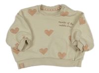 Smetanová žebrovaná oversize mikina se srdíčky George 