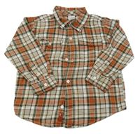 Rezavo-khaki-bílá kostkovaná flanelová košile Gymboree
