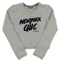 Šedá crop mikina s nápisem Tommy Hilfiger vel. 176