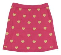 Růžová pletená sukně se srdíčky Primark