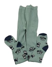 Khaki-černé punčocháče s bagry Kiki&Koko