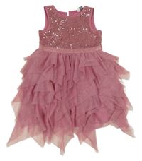 Růžové tylové vrstvené šaty s flitry Primark