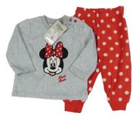 Nové - Šedo-červené fleecové plyžamo s Minnií Primark