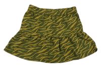 Khaki-olivová vzorovaná sukně 