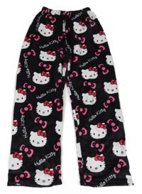 Černé chlupaté kalhoty s Kitty