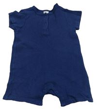 Tmavomodrý žebrovaný kraťasový overal H&M