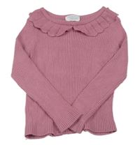 Starorůžový žebrovaný svetr s límečkem zn. PRIMARK