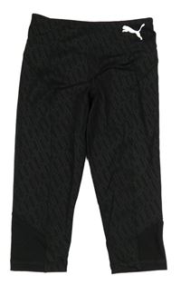 Černé vzorované capri funkční sportovní legíny s logem PUMA